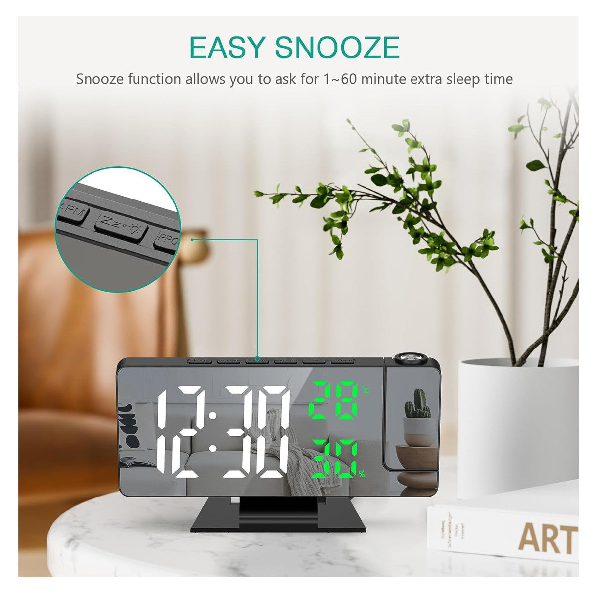 Reloj Despertador De Proyección 180°