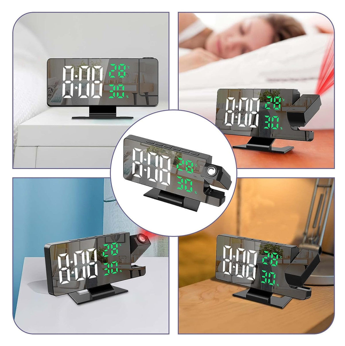 Reloj Despertador De Proyección 180°