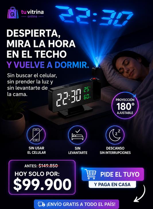 Reloj Despertador De Proyección 180°